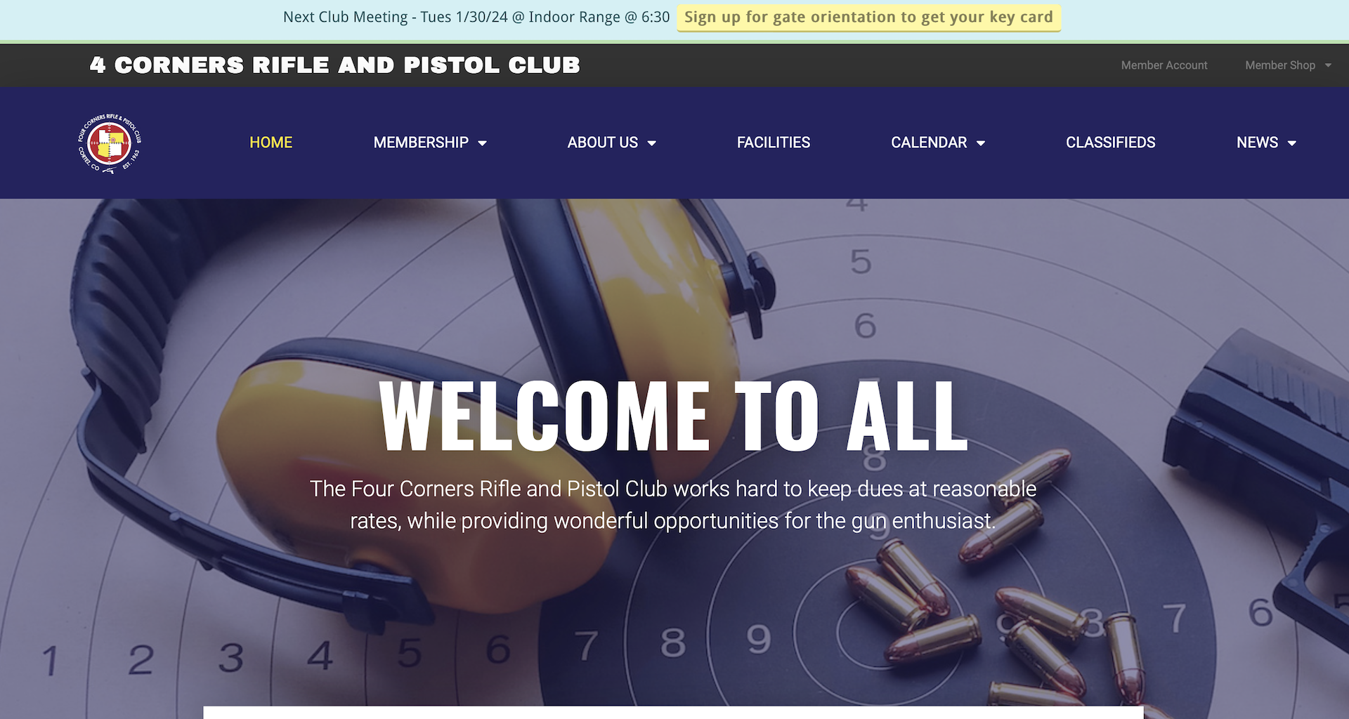 Cortez Web Services portfolio site for 4 Corners Rifle and Pistol Club