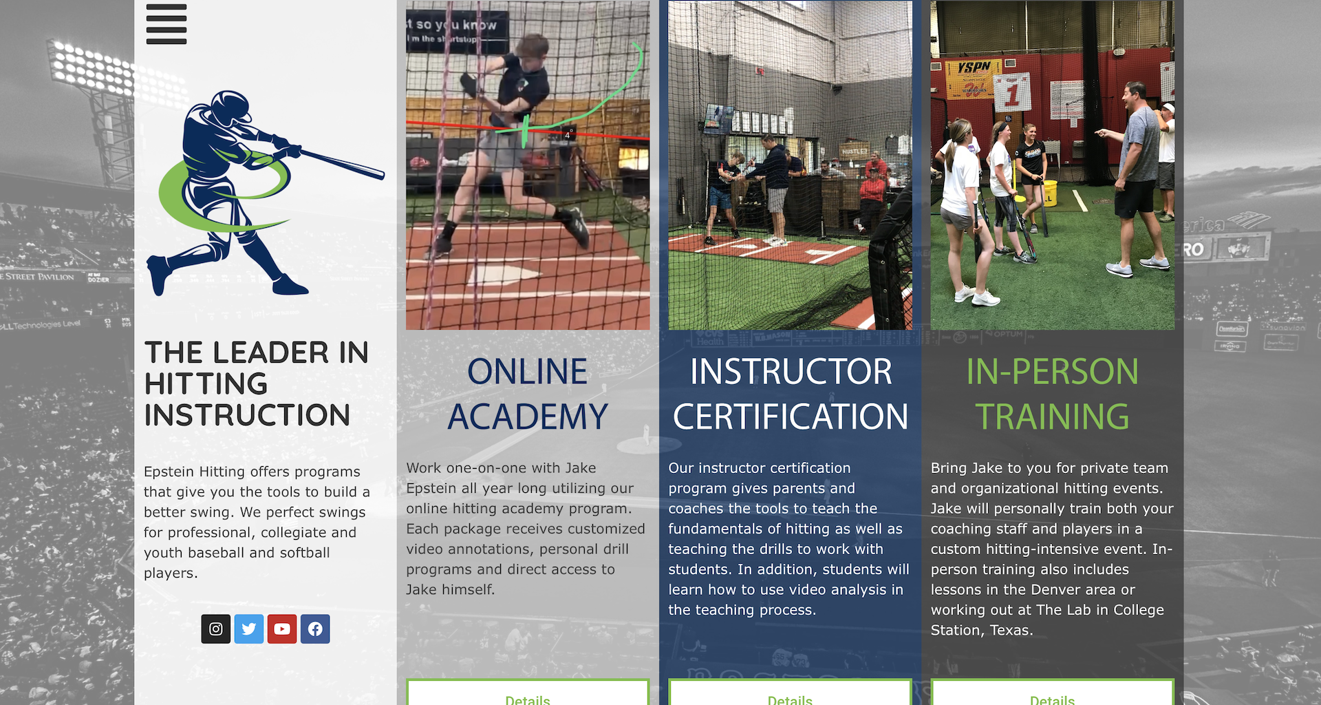 Cortez Web Services portfolio site for Epstein Hitting