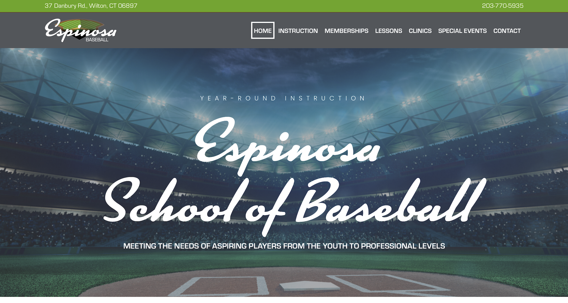 Cortez Web Services portfolio site for Espinosa School of Baseball