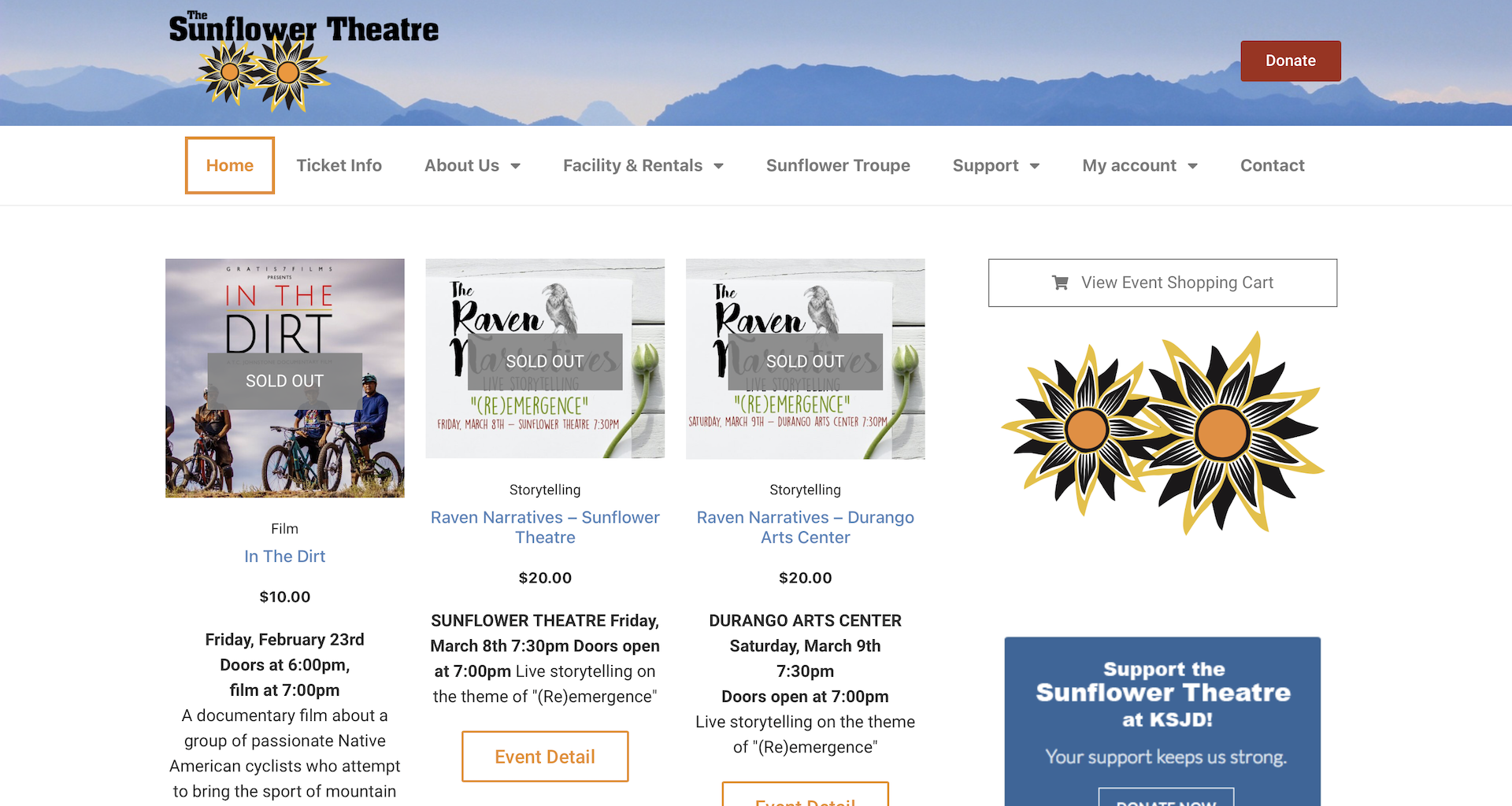 Cortez Web Services portfolio site for Sunflower Theatre