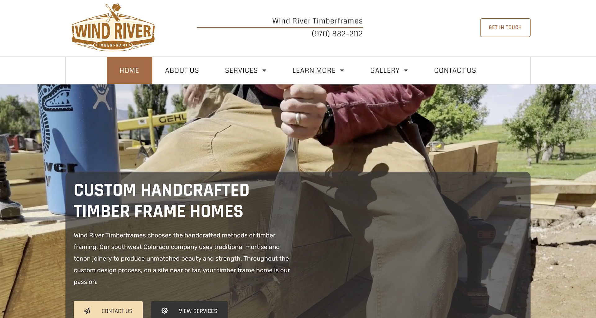 Cortez Web Services portfolio site for Wind River Timberframes
